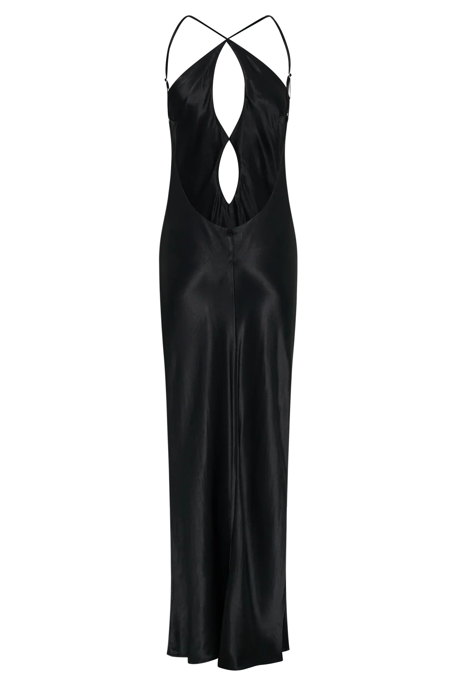 Lucia Satin Cut Out Maxi Dress - Black