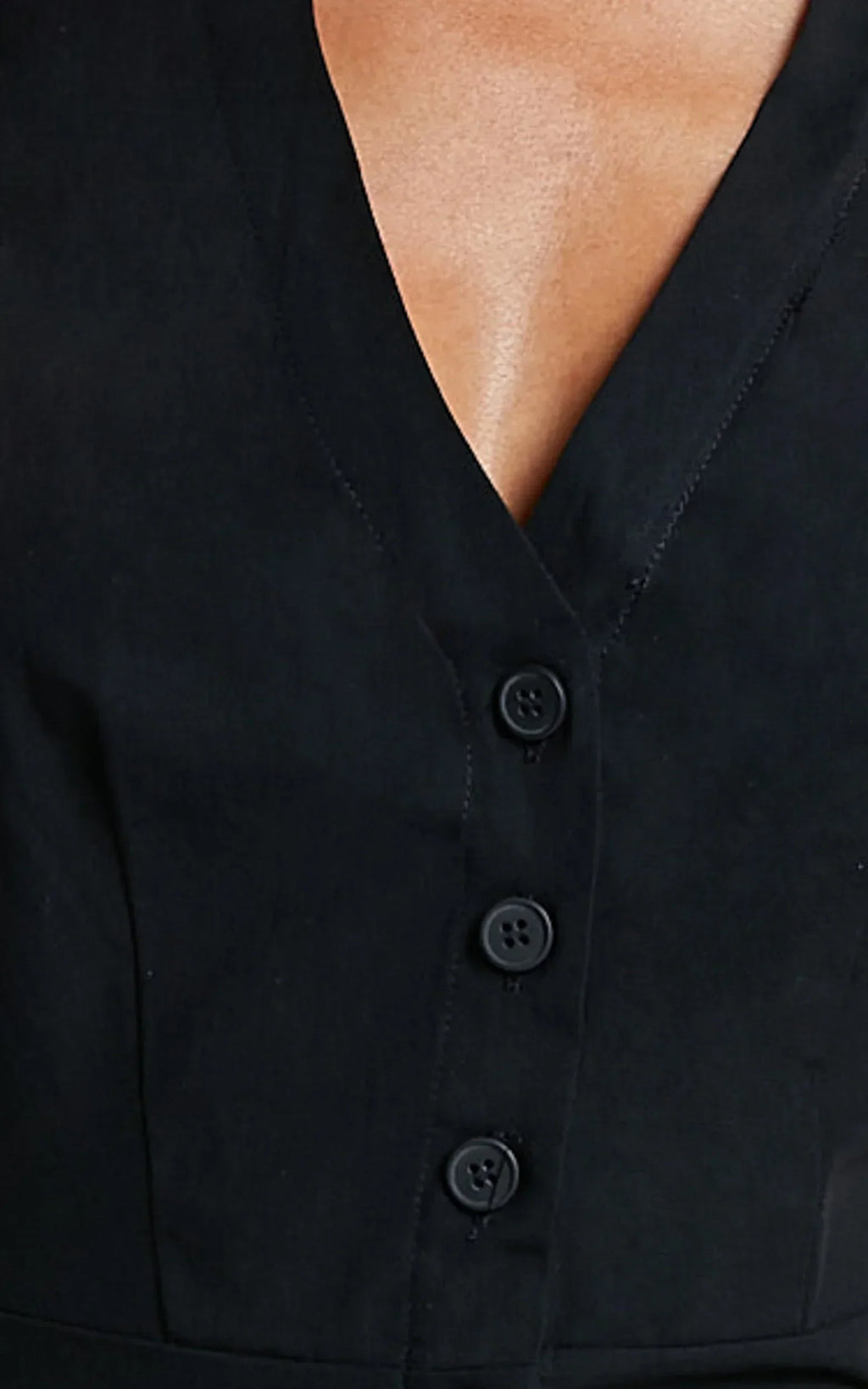 Sahar Mini Dress Flutter Sleeve Button Through Dress in Black