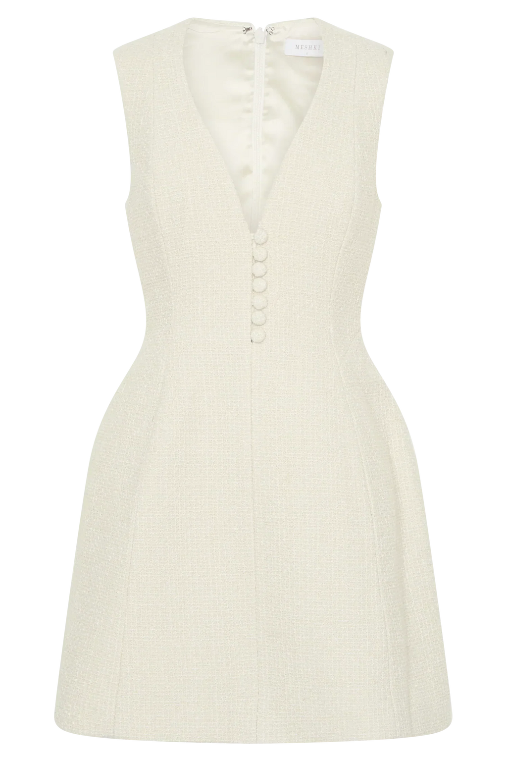 Danna Boucle Mini Dress With Pleats - White