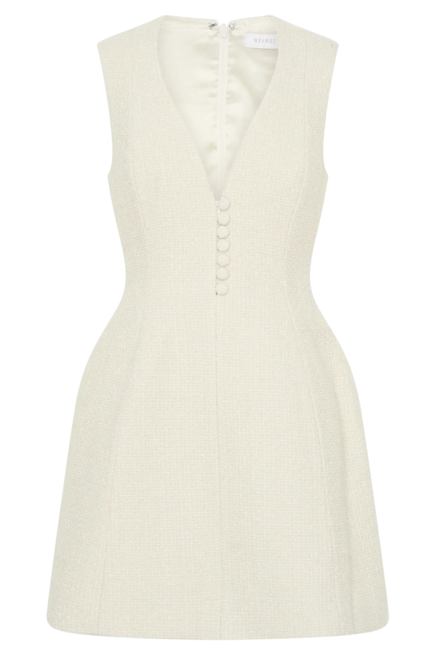Danna Boucle Mini Dress With Pleats - White