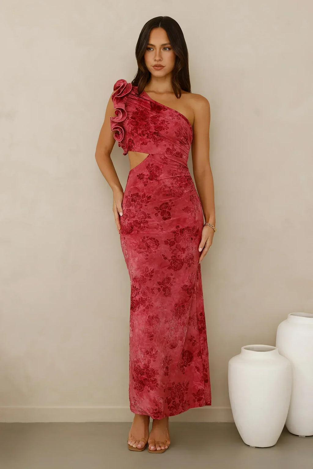 Mystique Beauty One Shoulder Maxi Dress