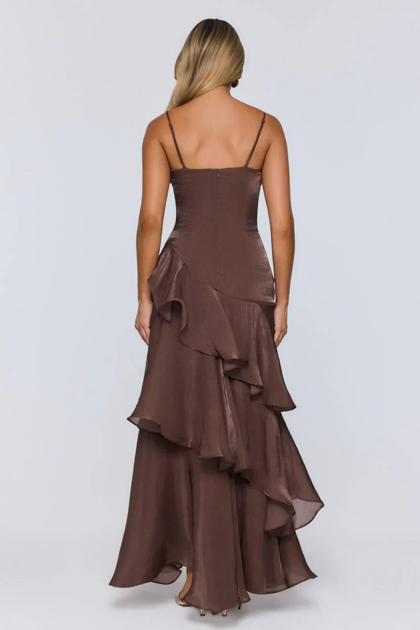 Peachy Glow Maxi Dress Brown