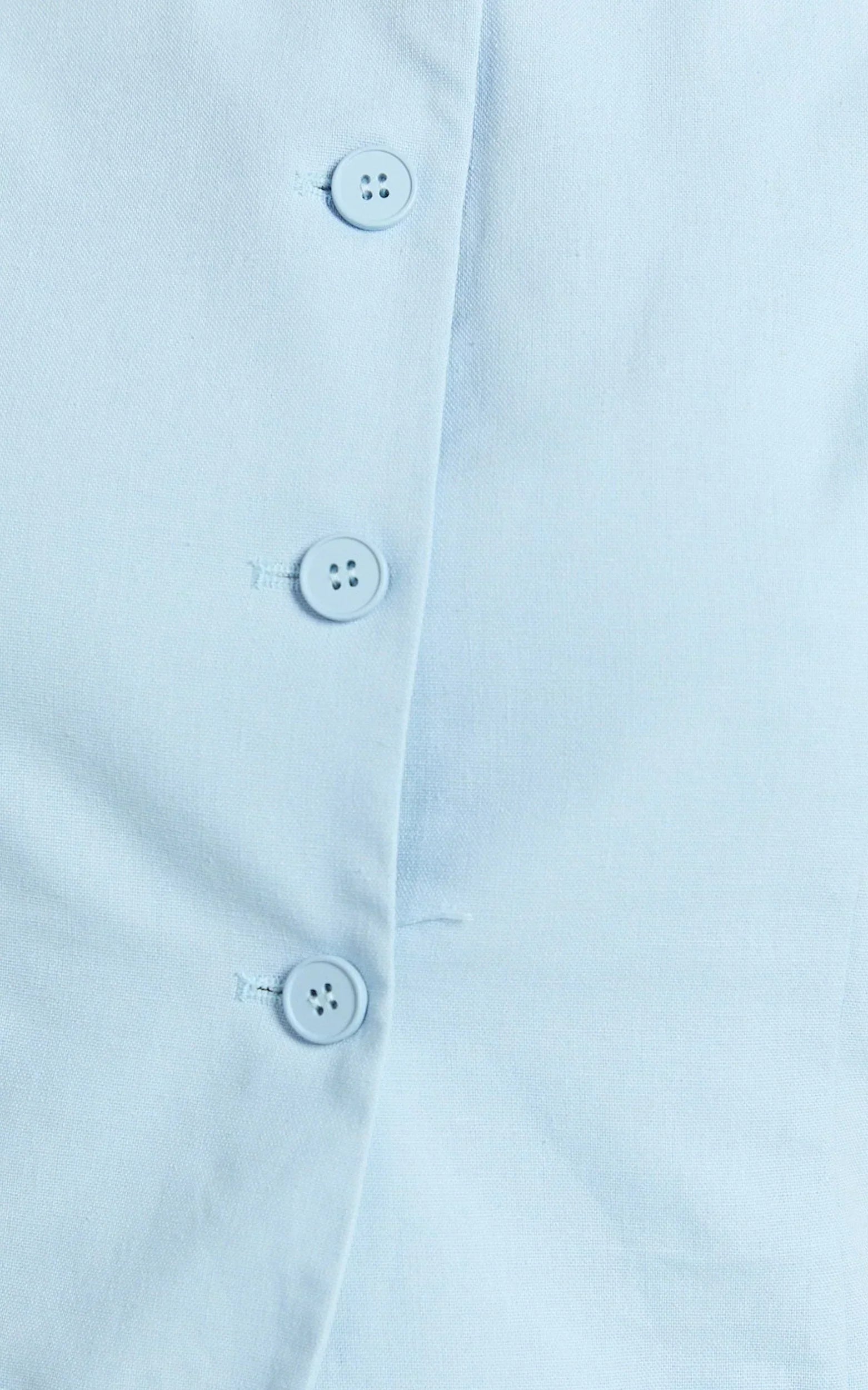 Nicolina Top - Linen Scoop Neck Button Down Vest Top in Pale Blue