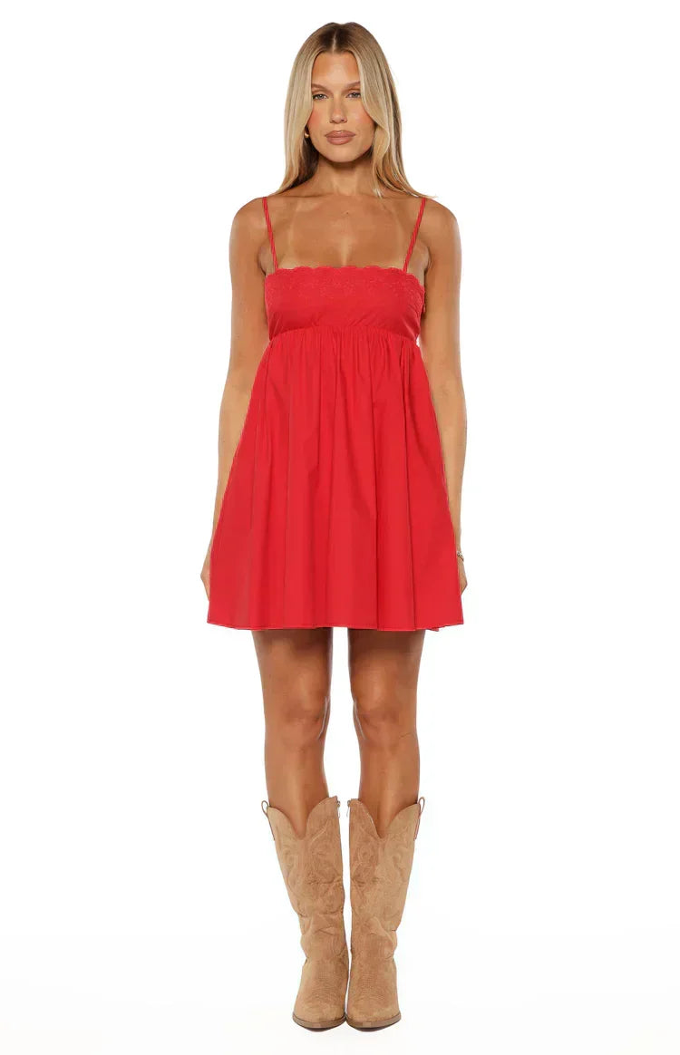 Gracelyn Red Embroidered Mini Dress
