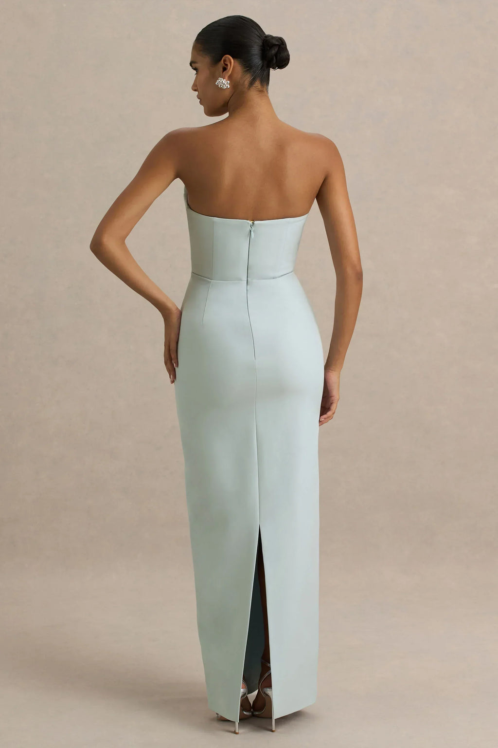 Fierce | Light Blue Asymmetric Ruched Maxi Dress