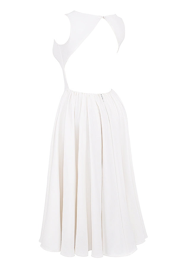 white twill midi sundress