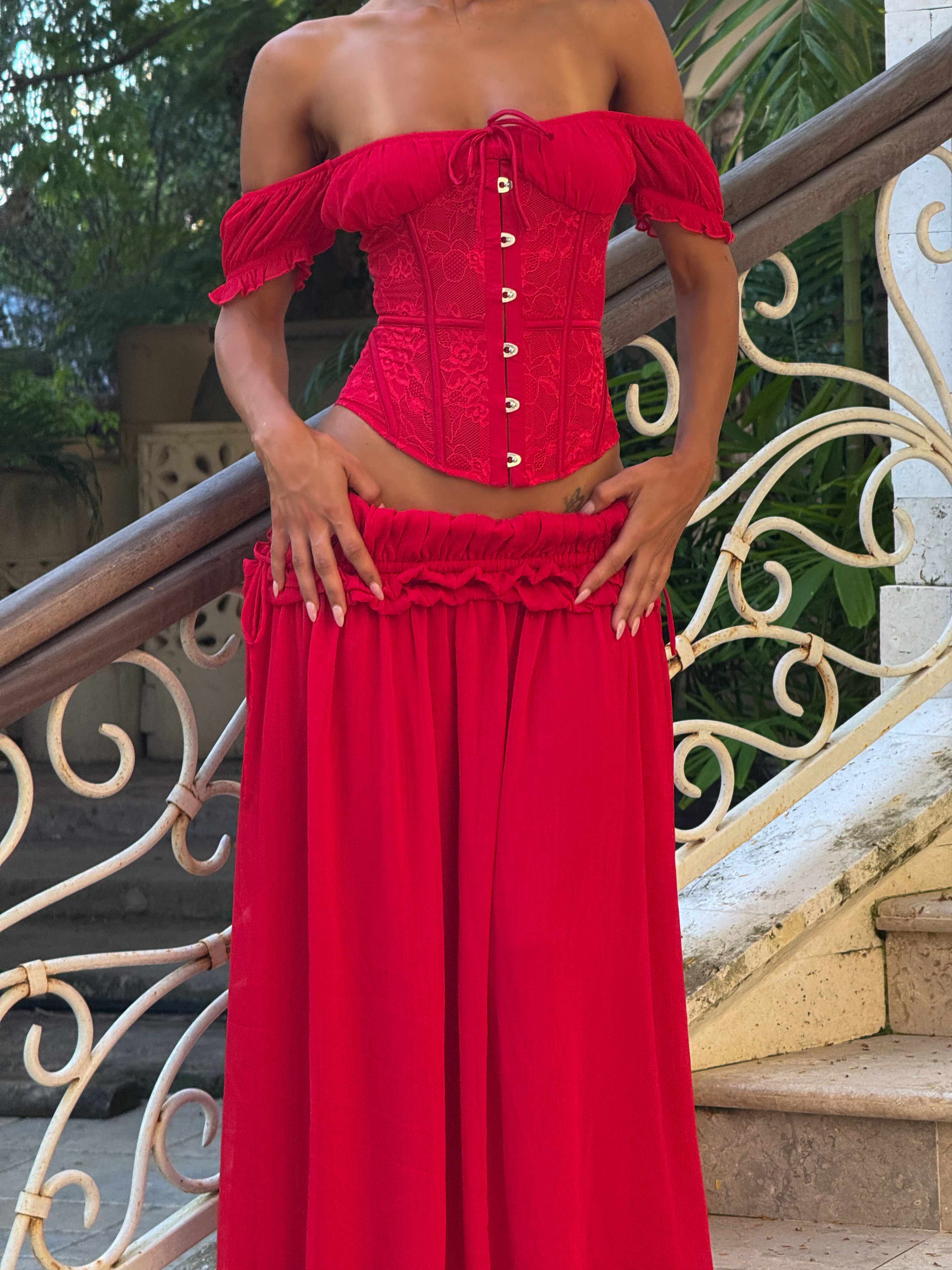 Lubela-Maxi-Skirt-Red