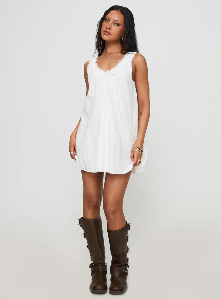 Antiquity Swing Mini Dress White Petite