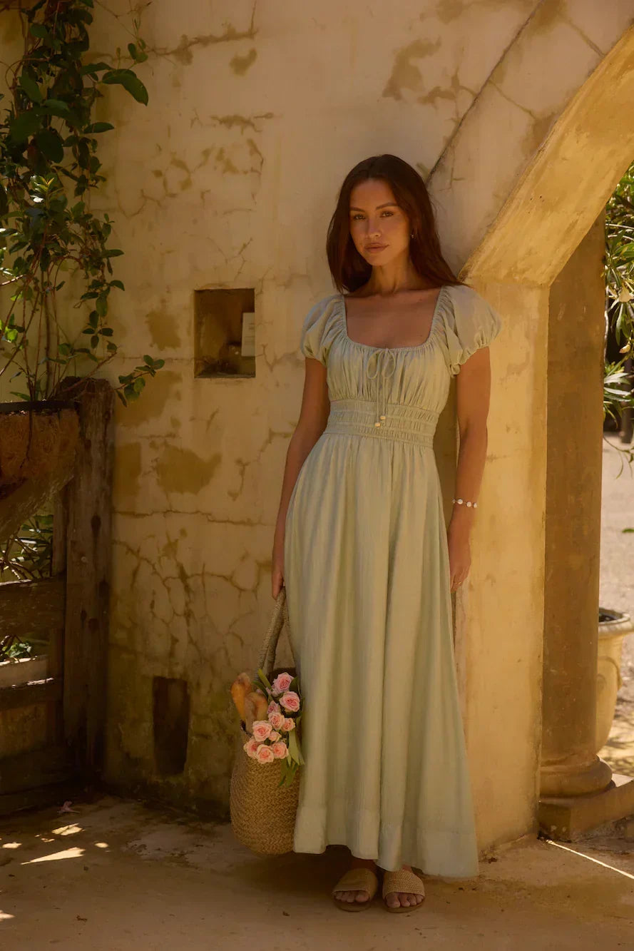 Sage Of Secrets Maxi Dress Green