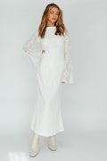 Kalia Long Sleeve Lace Midi Dress Cream