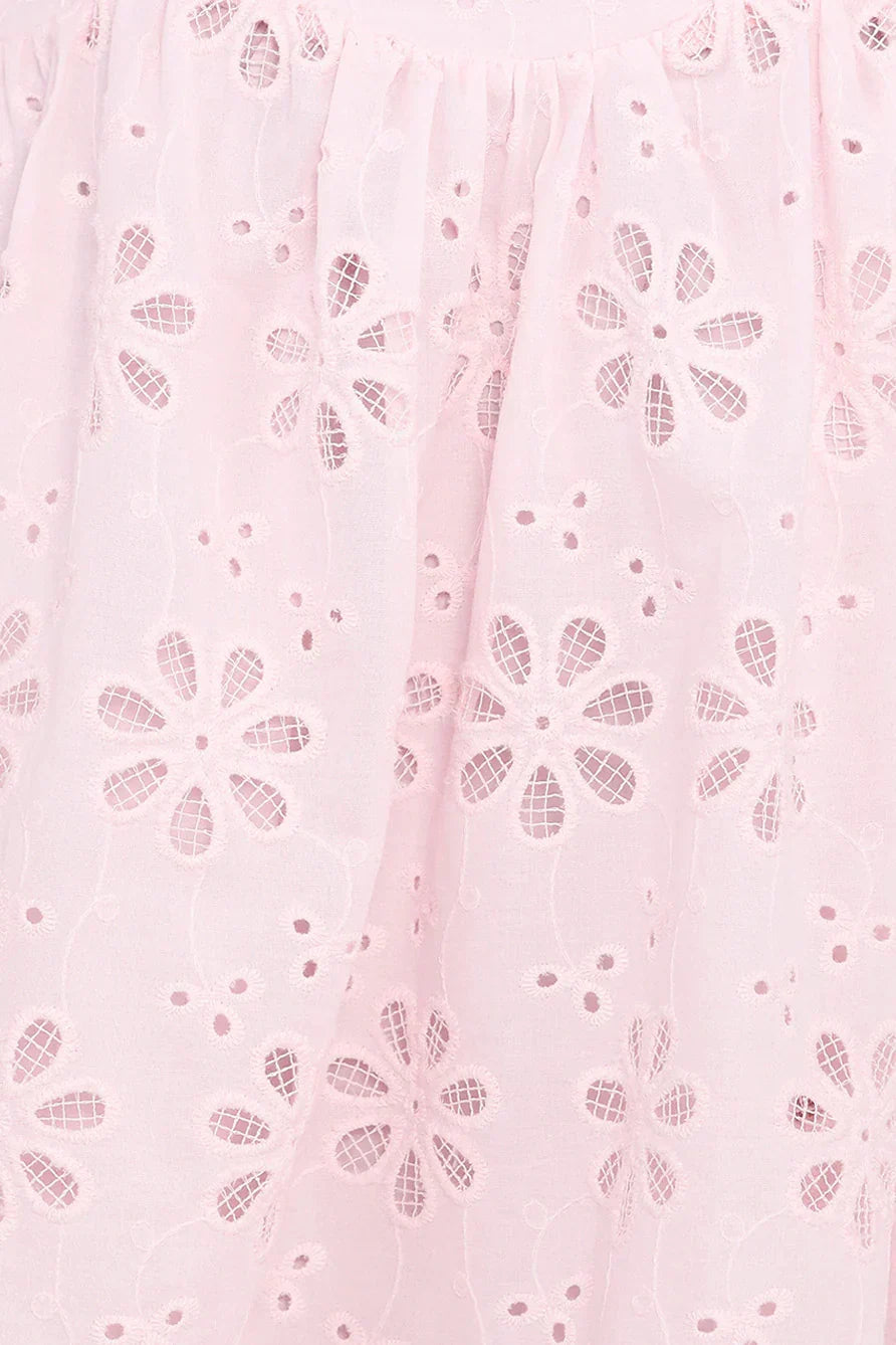 Lynne Mini Dress - Pink Broderie