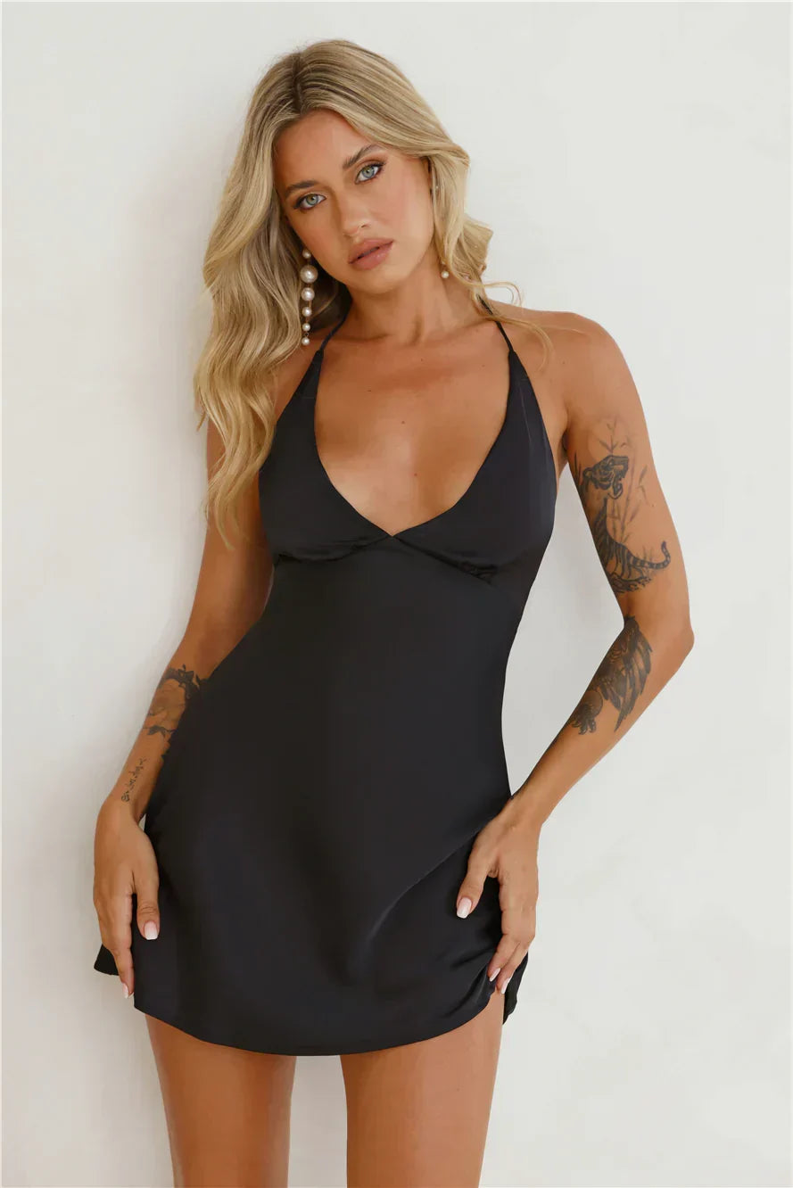Yours To Love Satin Halter Mini Dress