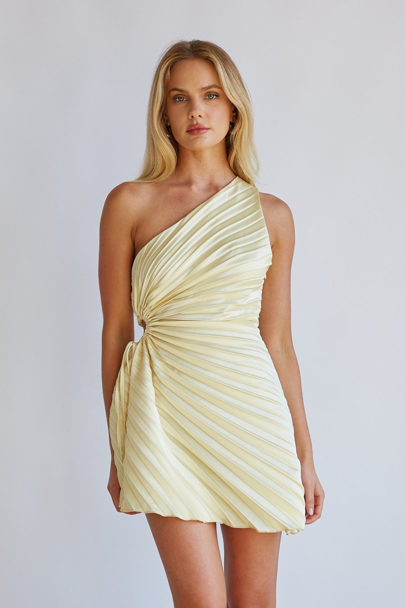Carrie One Shoulder Plisse Mini Dress