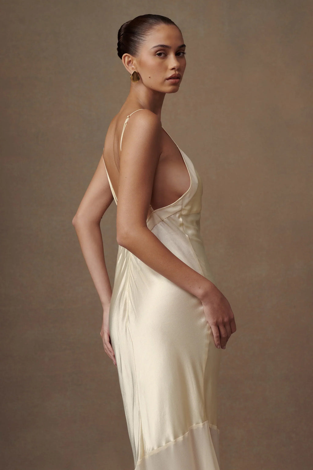 Evelyn Iridescent Satin Maxi Dress - Lemon Sorbet