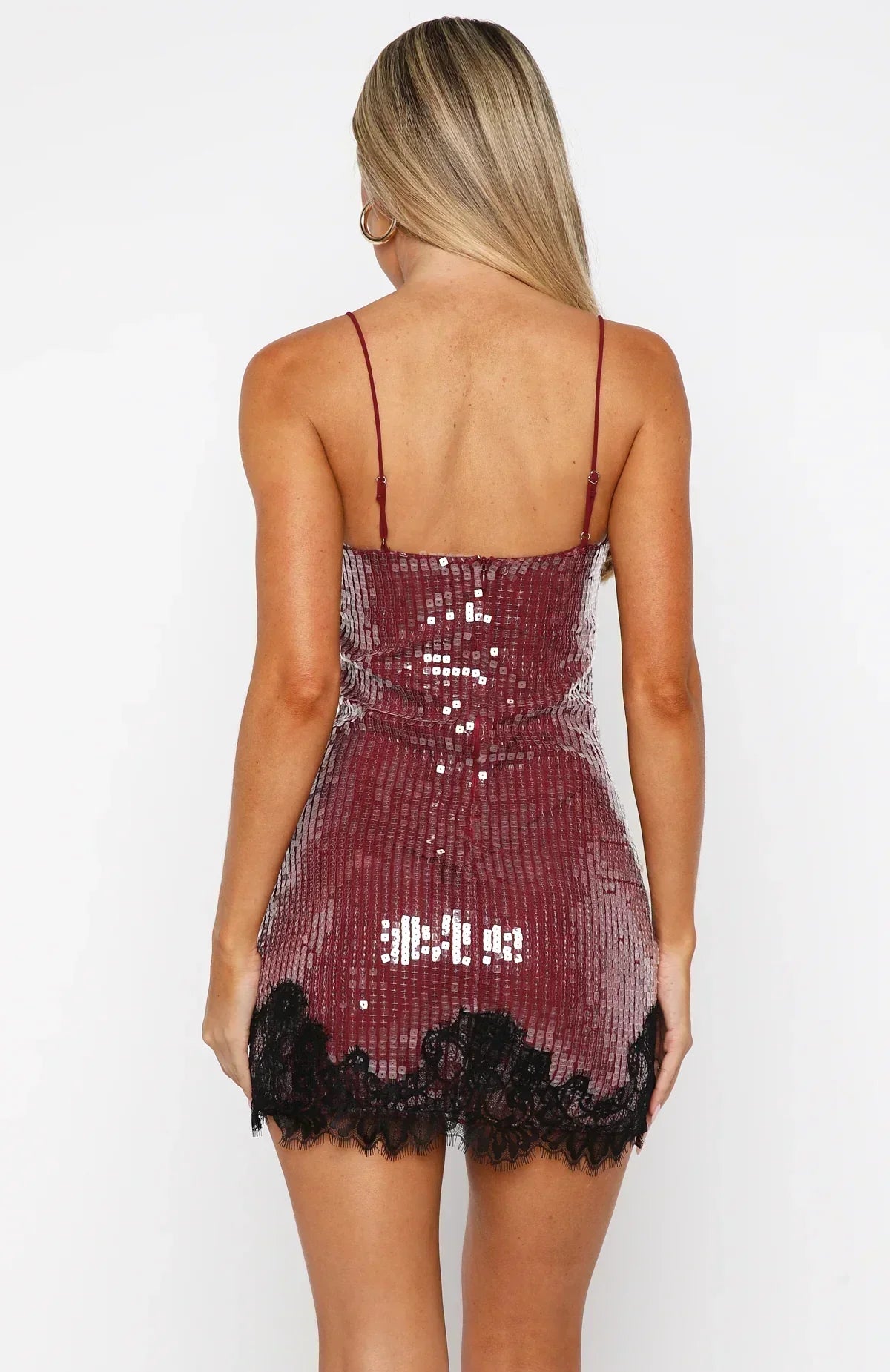 Taking It Easy Sequin Mini Dress Wine