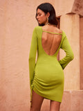 Backless Ruched Mini Dress