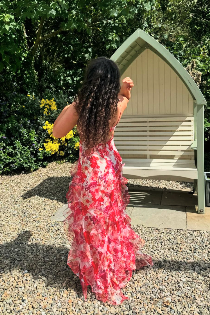 Floral Print Ruffled Maxi Dress