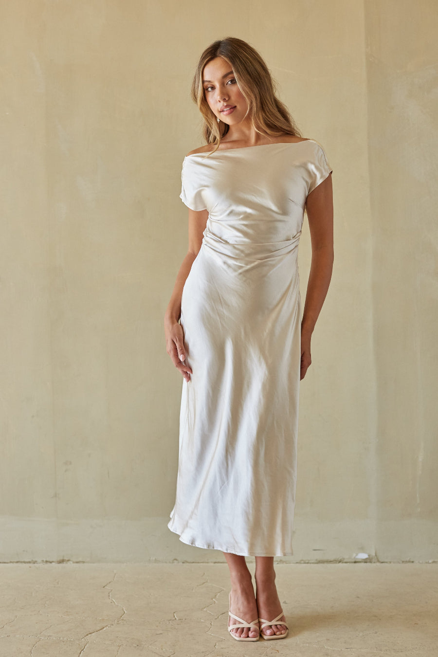 Kaiden Satin Cowl Midi Dress