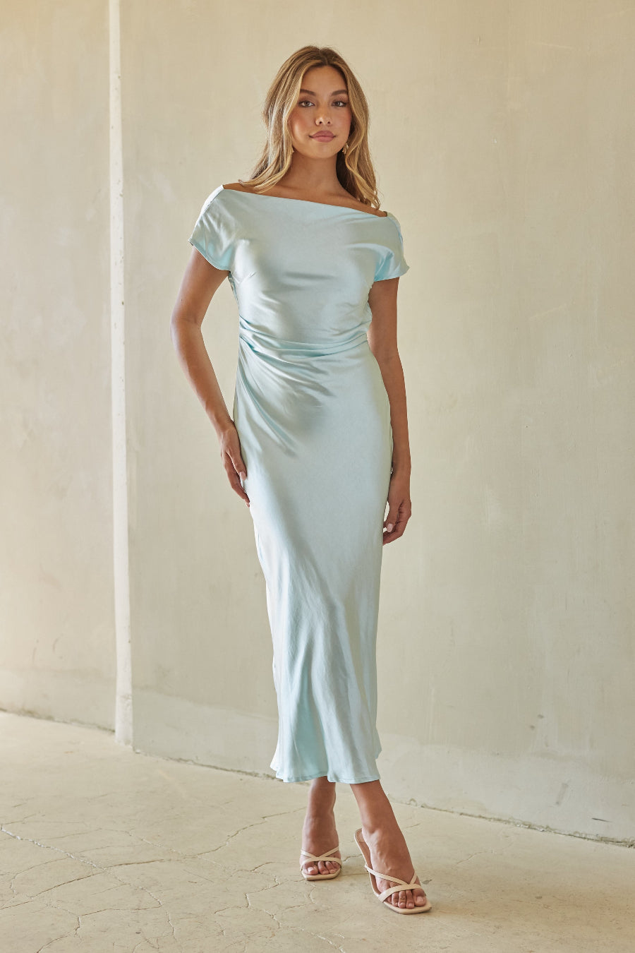 Kaiden Satin Cowl Midi Dress
