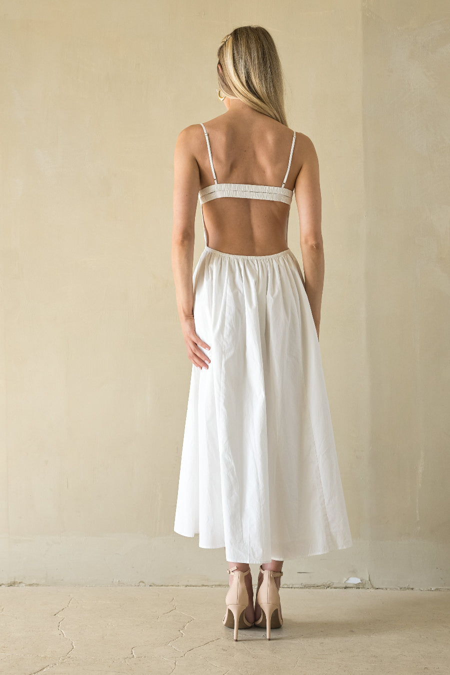 NIA Destene Open Back Midi Dress