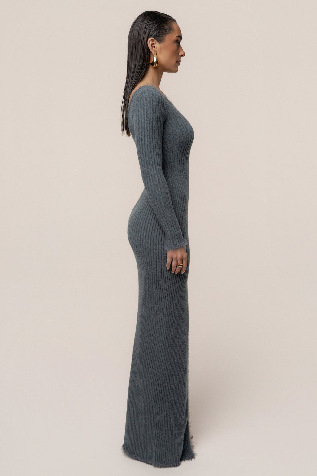 Alpine Elegance Slit Maxi Dress