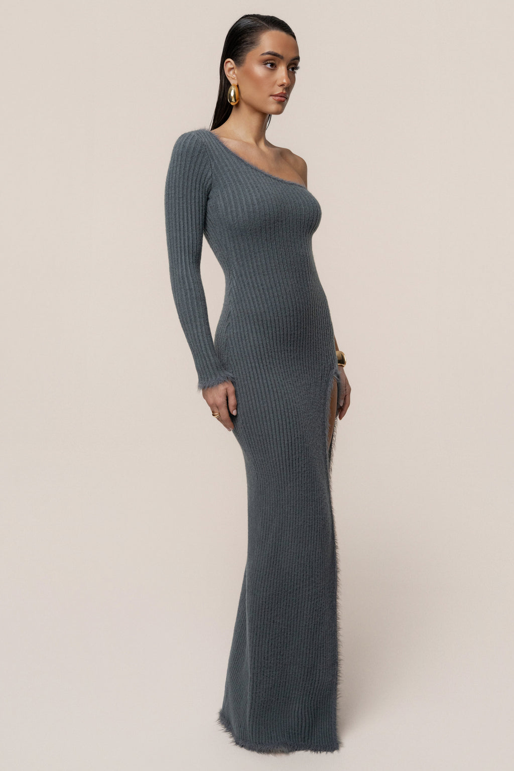 Alpine Elegance Slit Maxi Dress