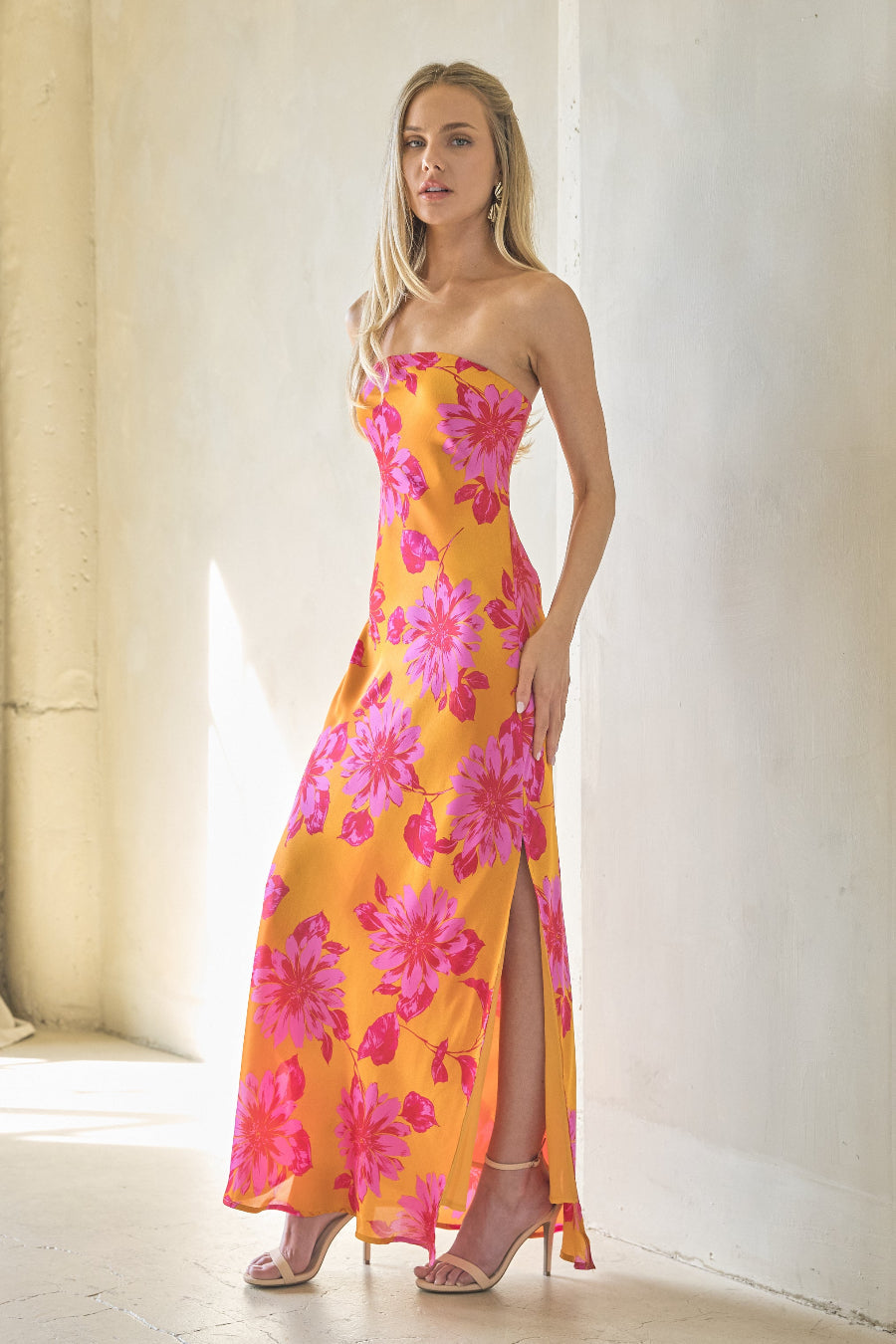 Santana Floral Satin Maxi Dress