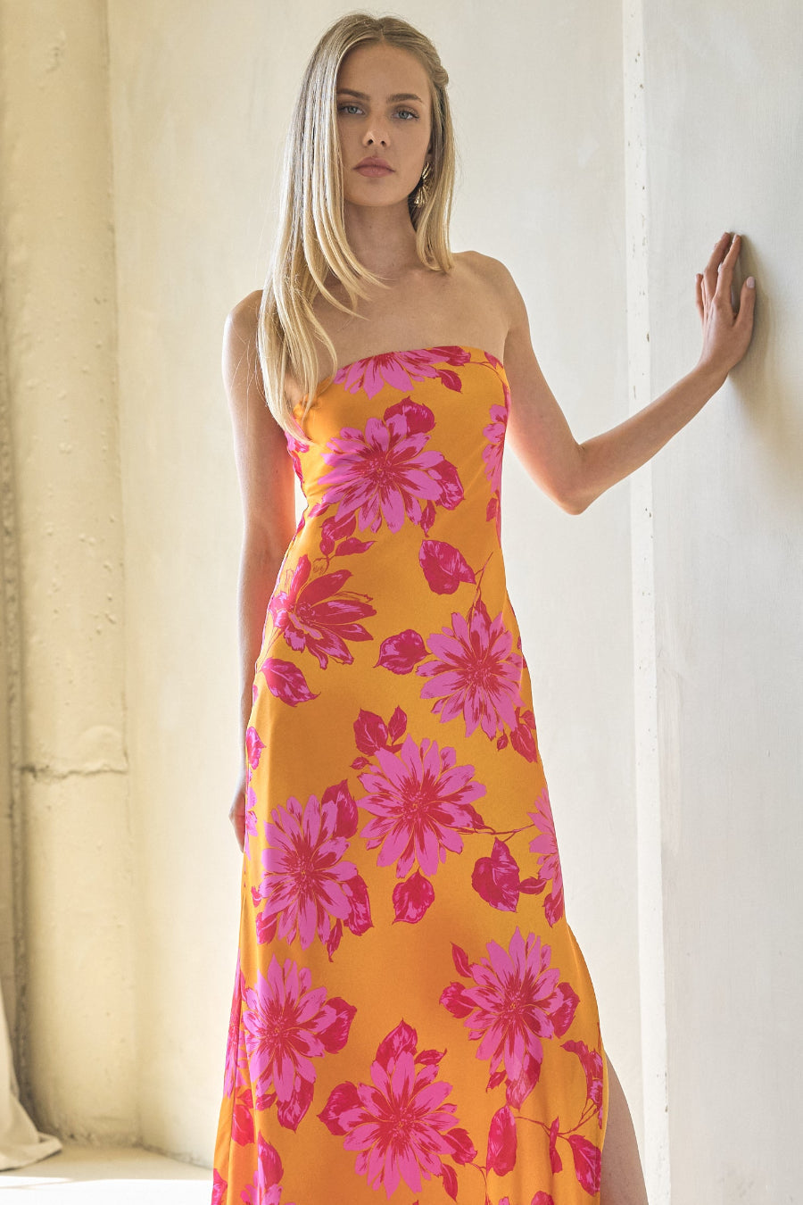 Santana Floral Satin Maxi Dress