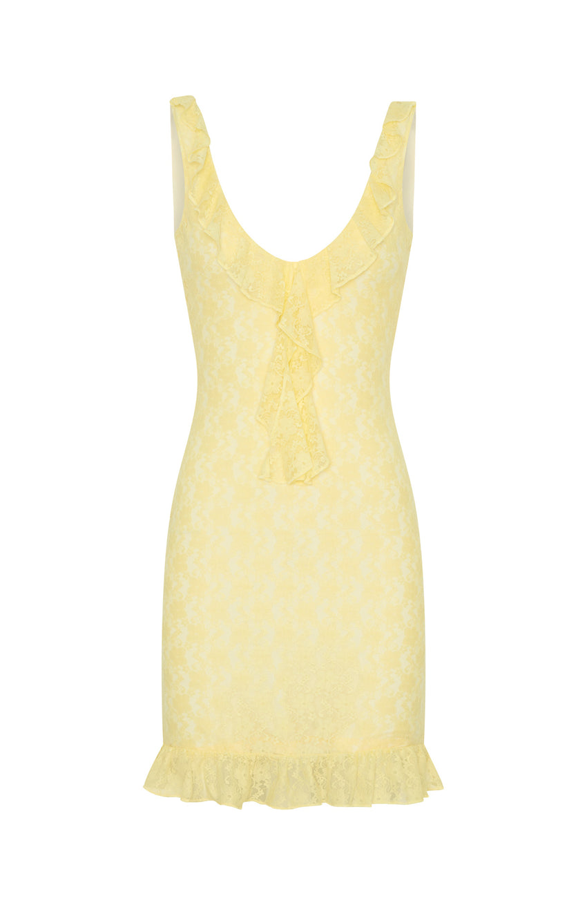 Take A Bow Mini Dress Lemon