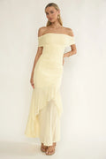 Kiarna Off-Shoulder Mesh Maxi Dress Butter