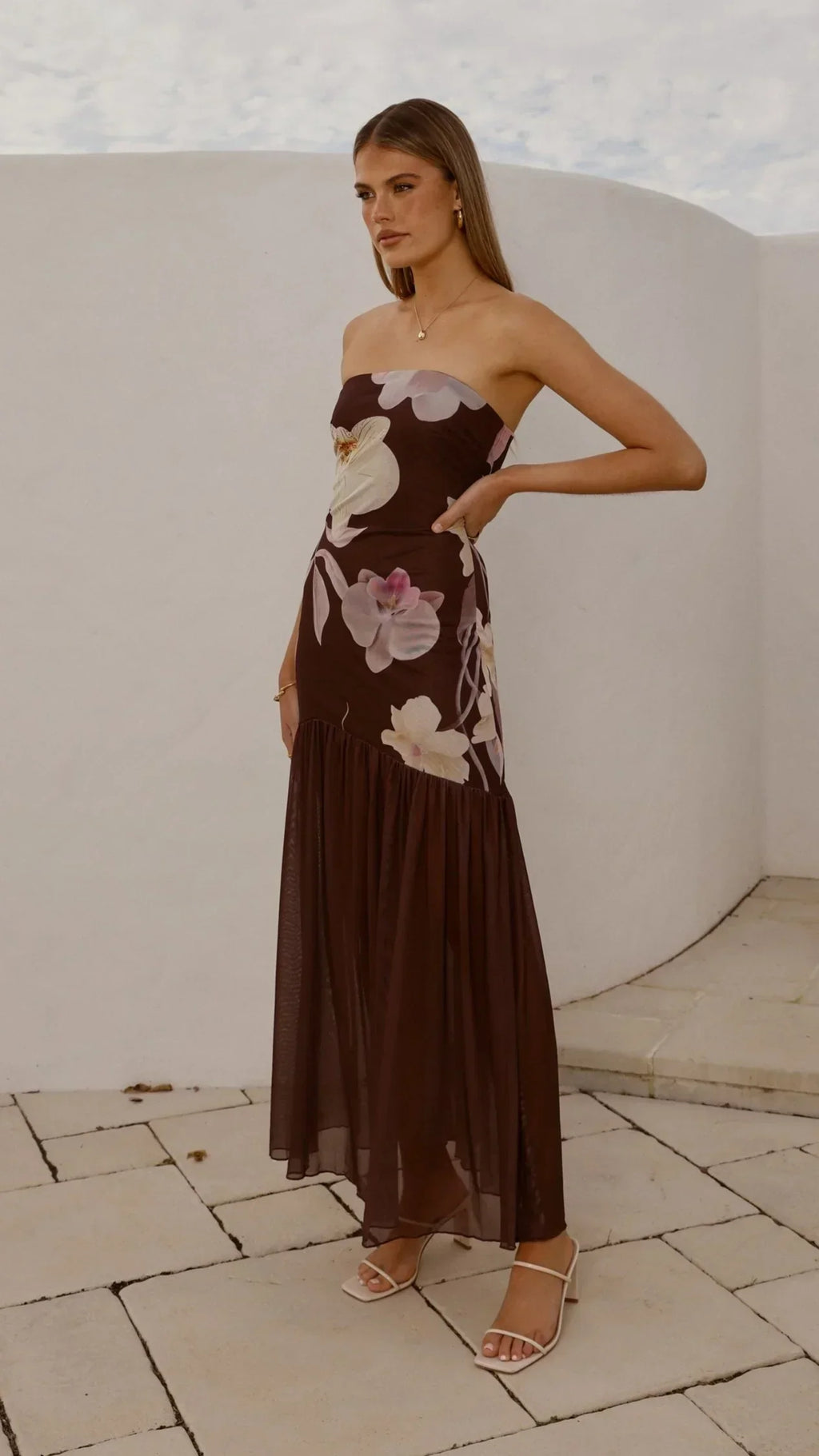 Elle Maxi Dress - Brown Floral