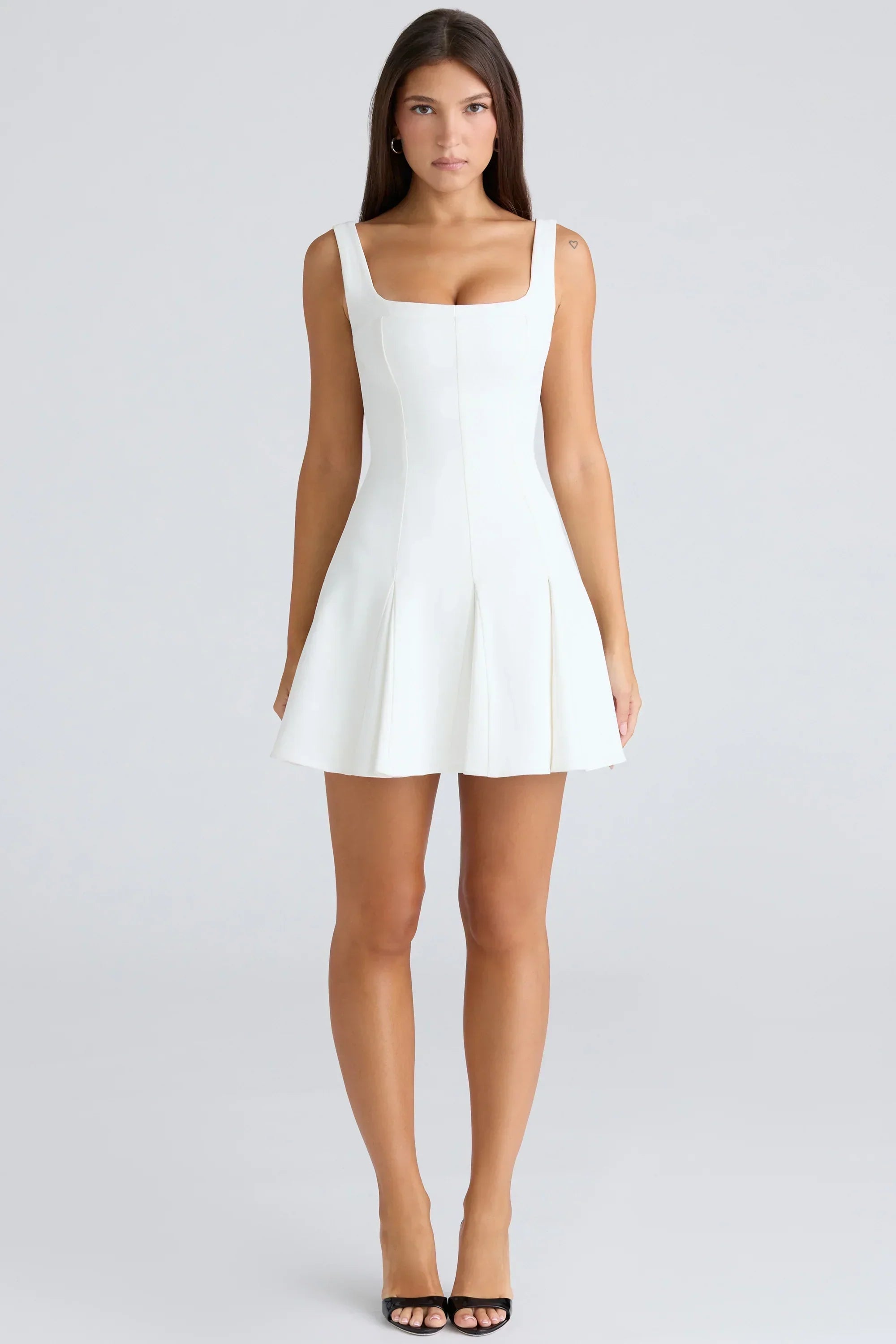 vintage ivory stretch crepe mini dress