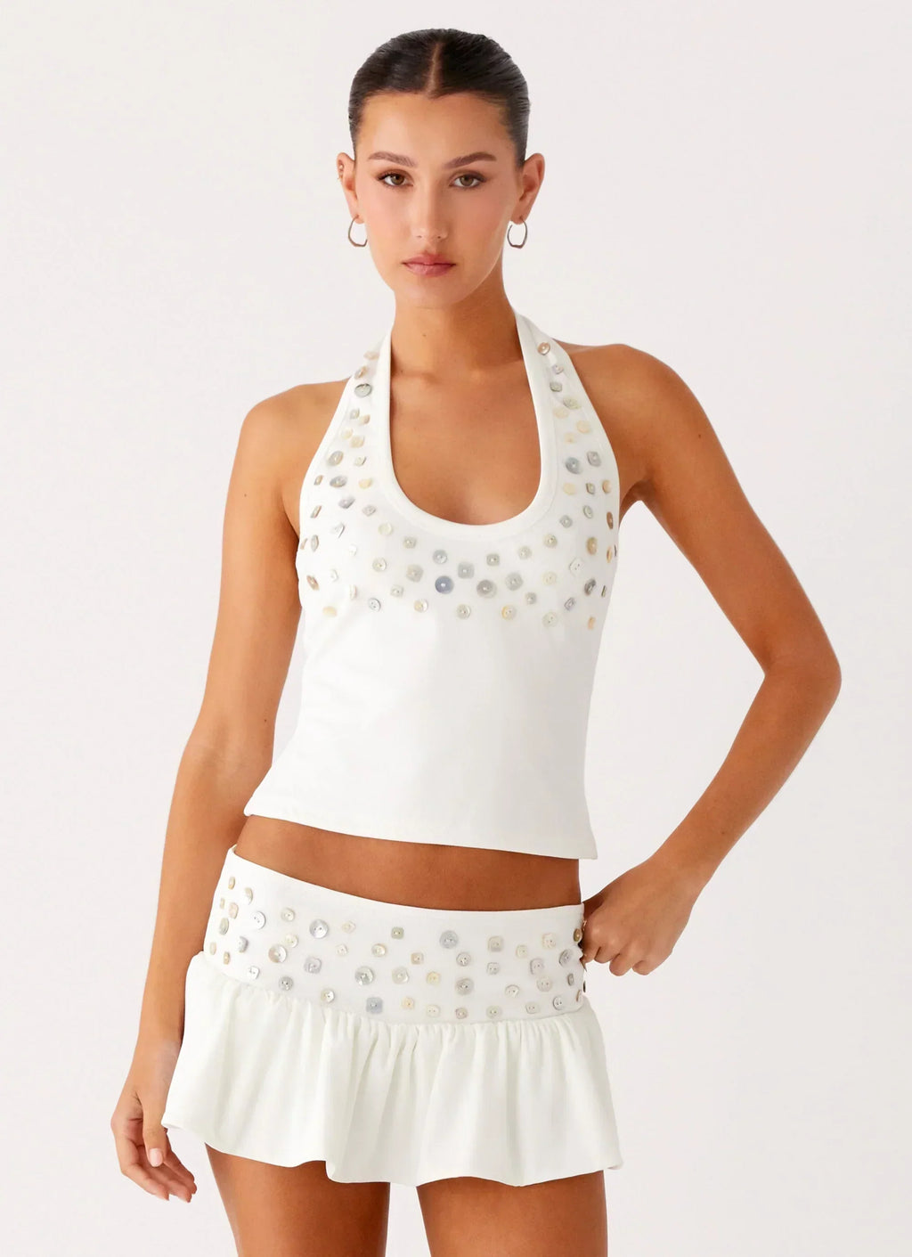Vegas Nights Halter Neck Top White