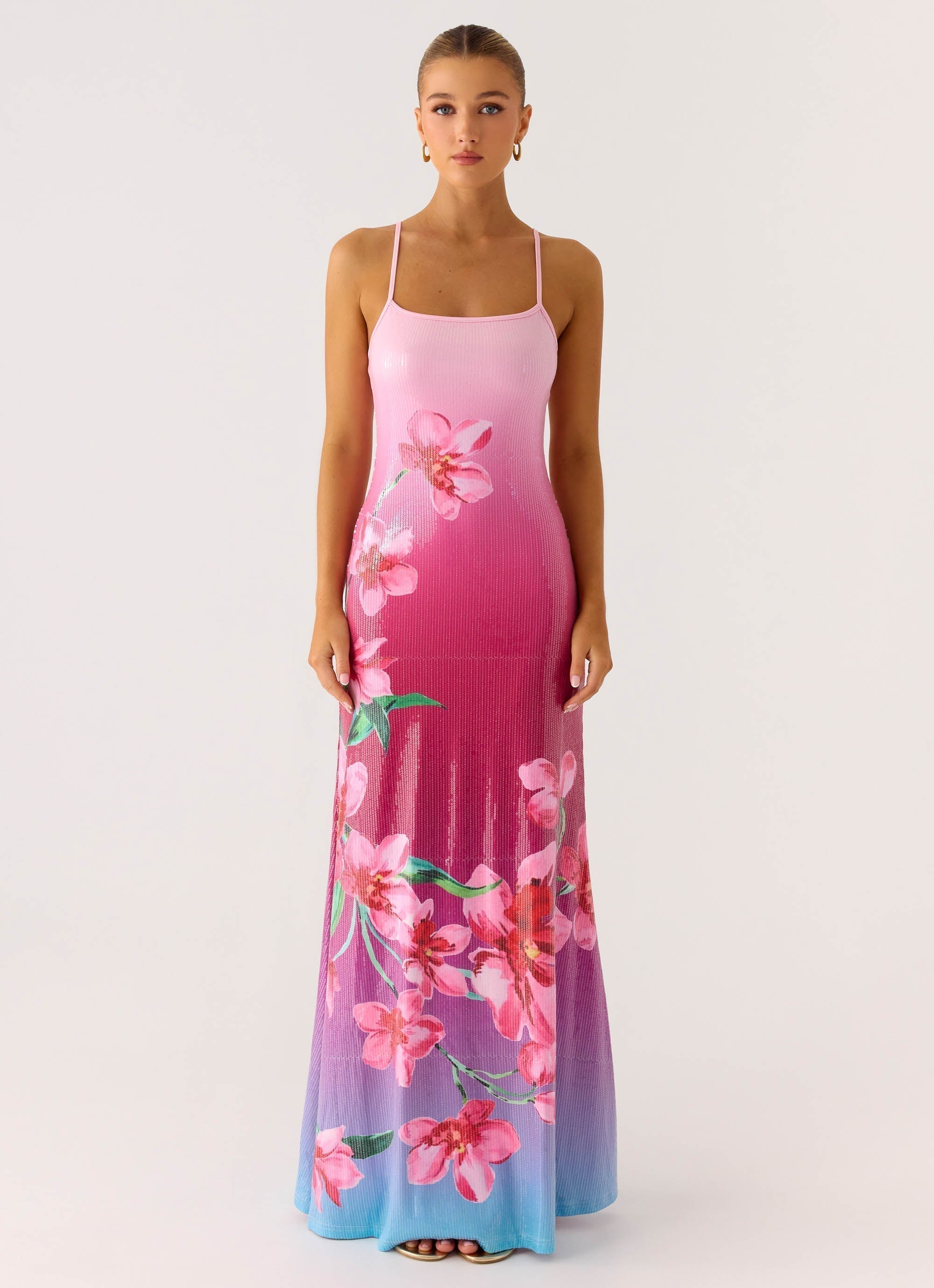 Ariaz Sequin Maxi Dress Pink