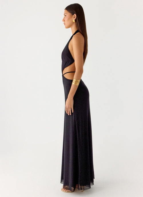 Astraeus Beaded Sequin Maxi Dress Black