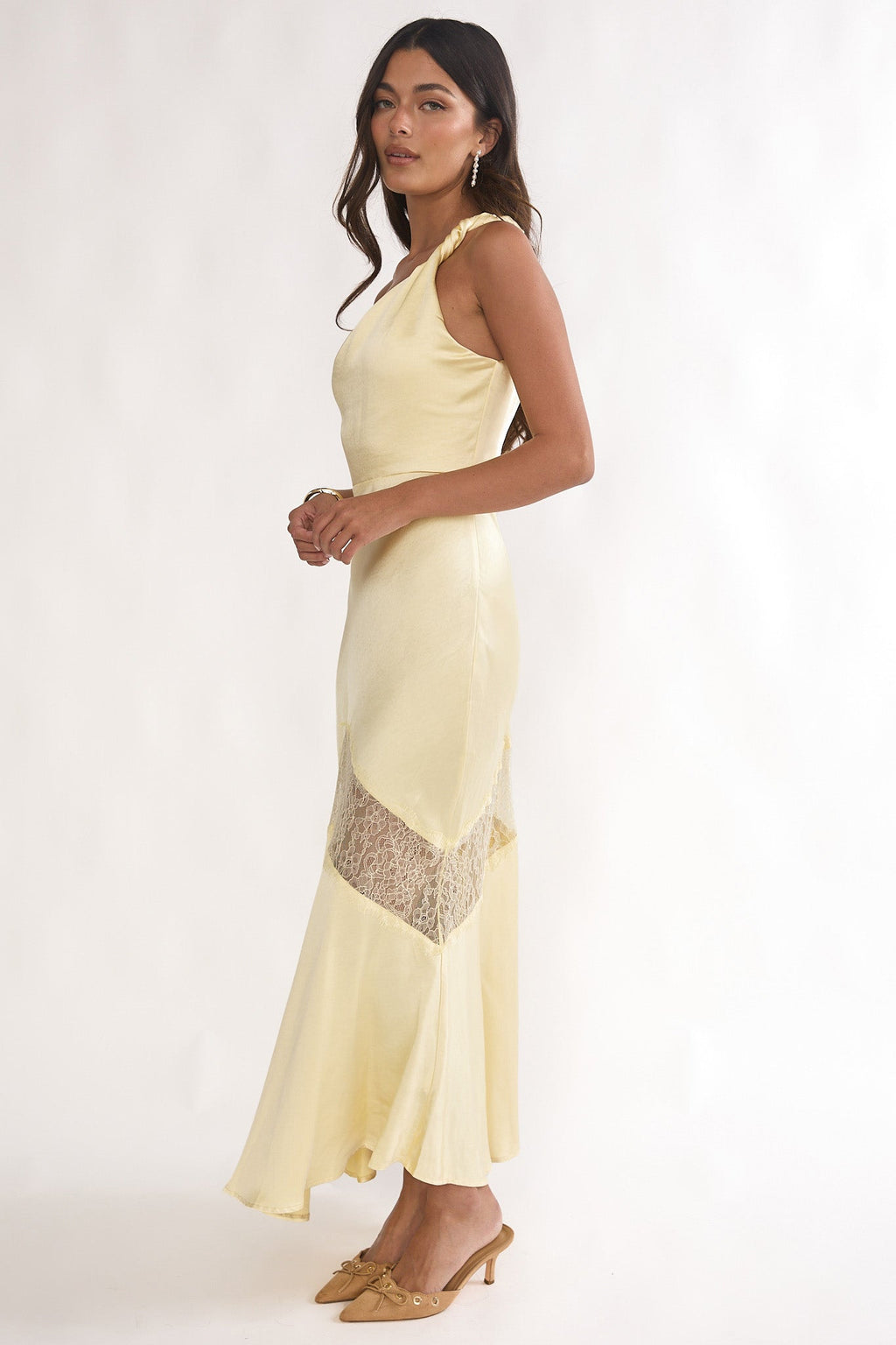 Avielle Lace One Shoulder Maxi Dress Butter