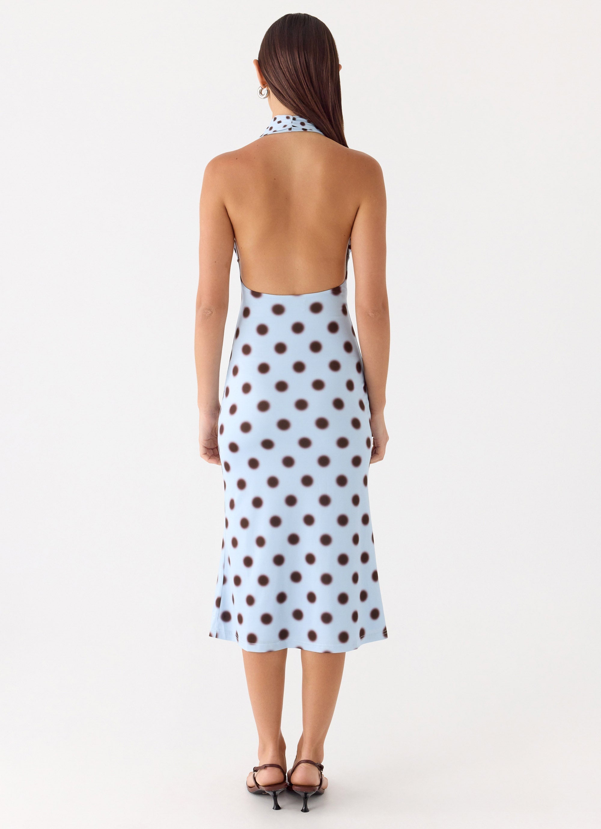 Awuku Midi Dress Blue Mocha Dot