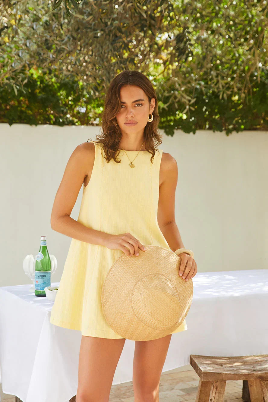 Down the Coast Mini Dress Yellow