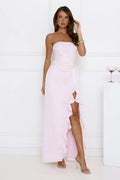 Vibes On Point Strapless Satin Maxi Dress Pink