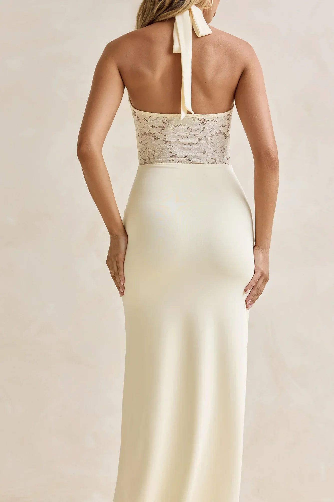 Seaside Glow Halter Maxi Dress Yellow