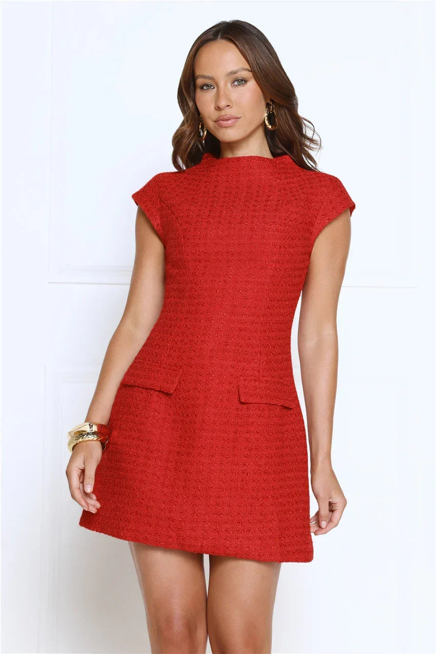 Good Outfit Day Tweed Mini Dress Red