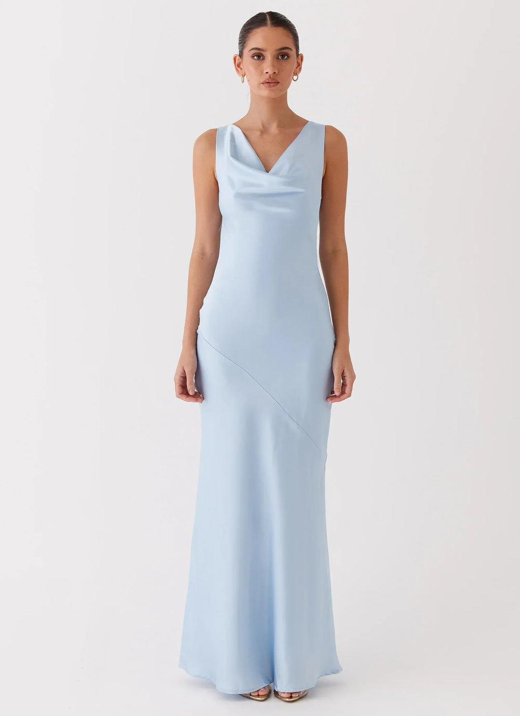 Be Mine Satin Maxi Dress - Blue