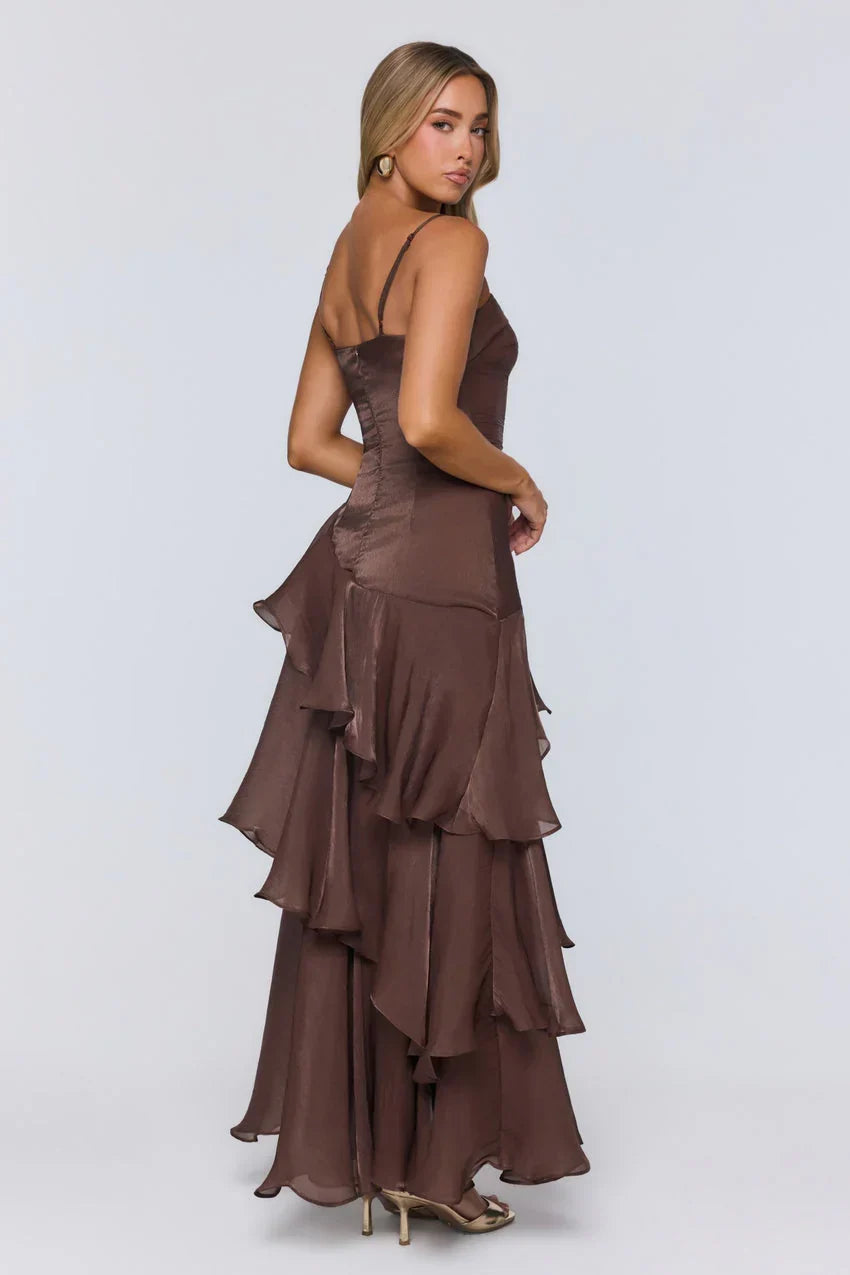 Peachy Glow Maxi Dress Brown