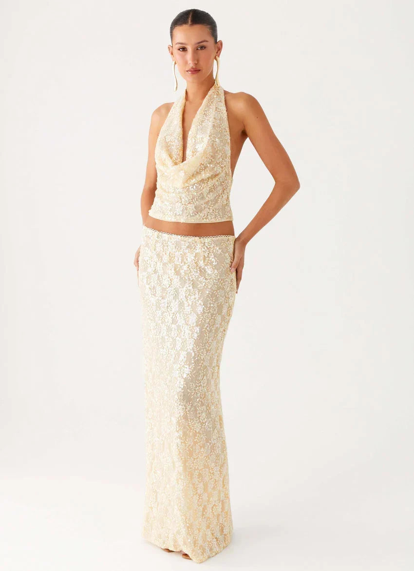Bling It On Maxi Skirt - Ivory