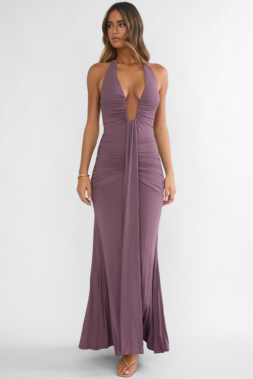 Brienna Halter Maxi Dress Mauve