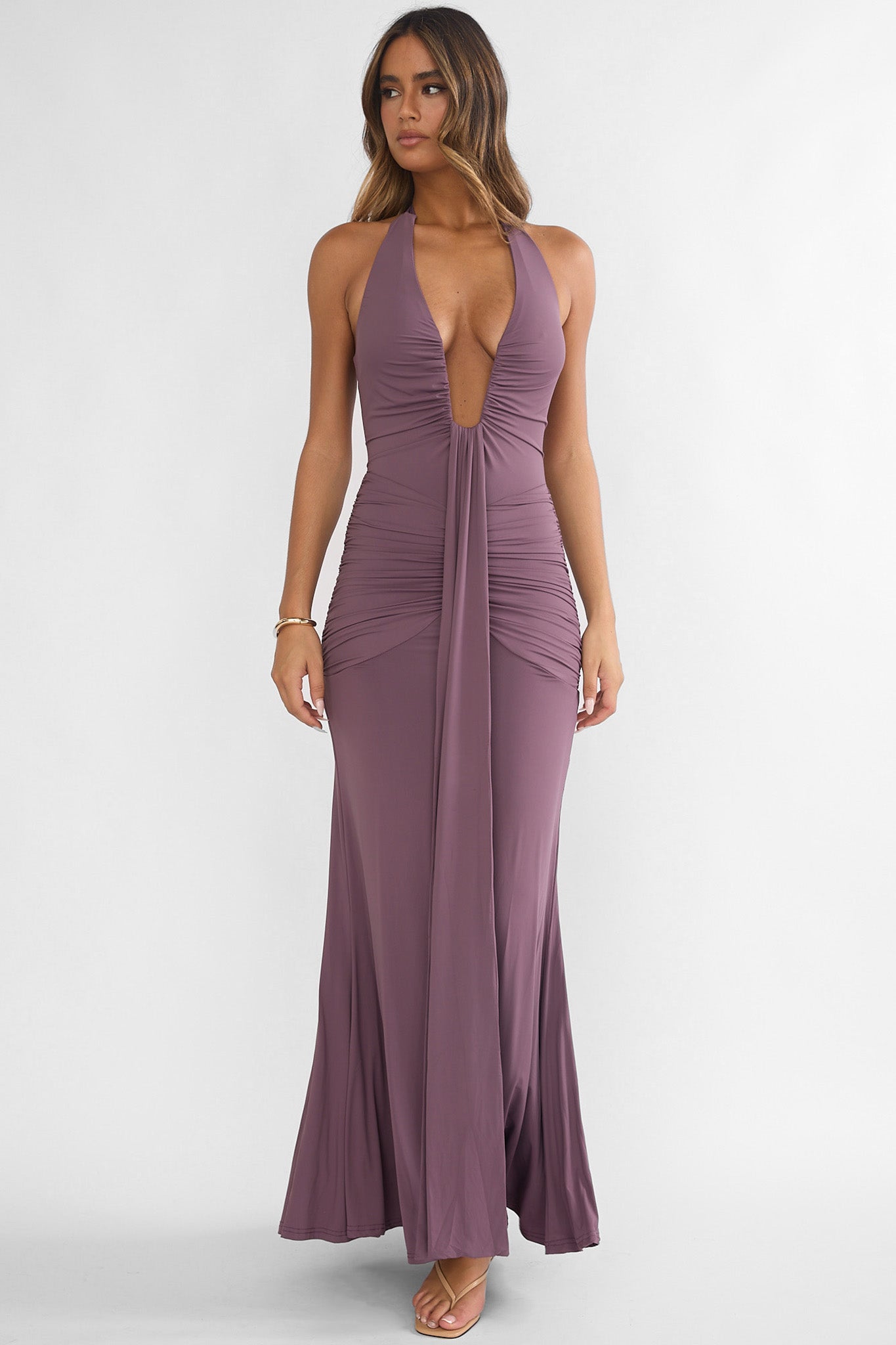 Brienna Halter Maxi Dress Mauve