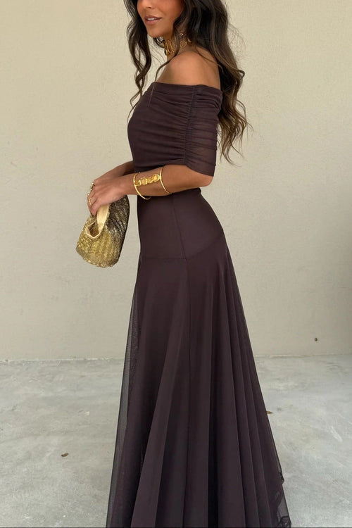Brittany One-Shoulder Mesh Maxi Dress