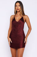 Burgundy Fringe Muse Mini Dress