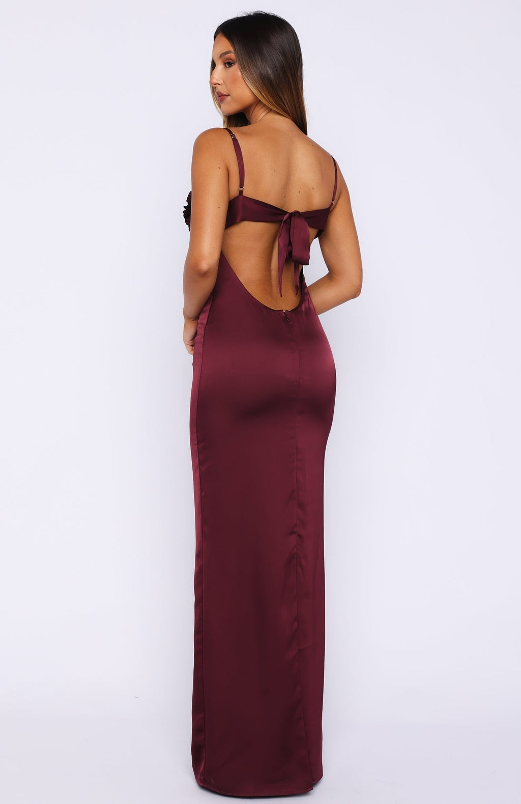 Burgundy Petal Maxi Dress