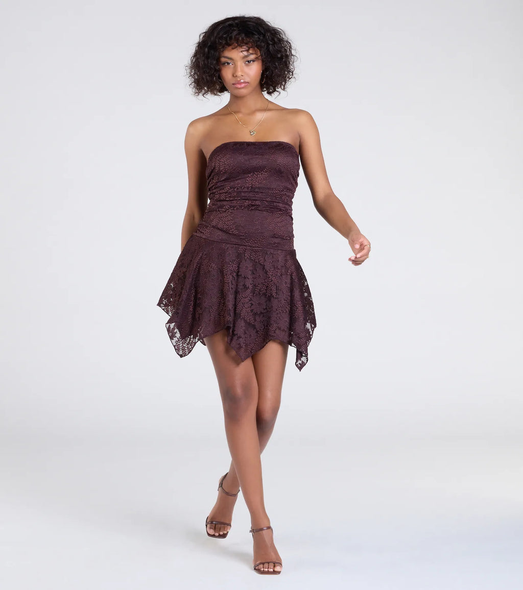 Going Out Strapless Lace Mini Dress